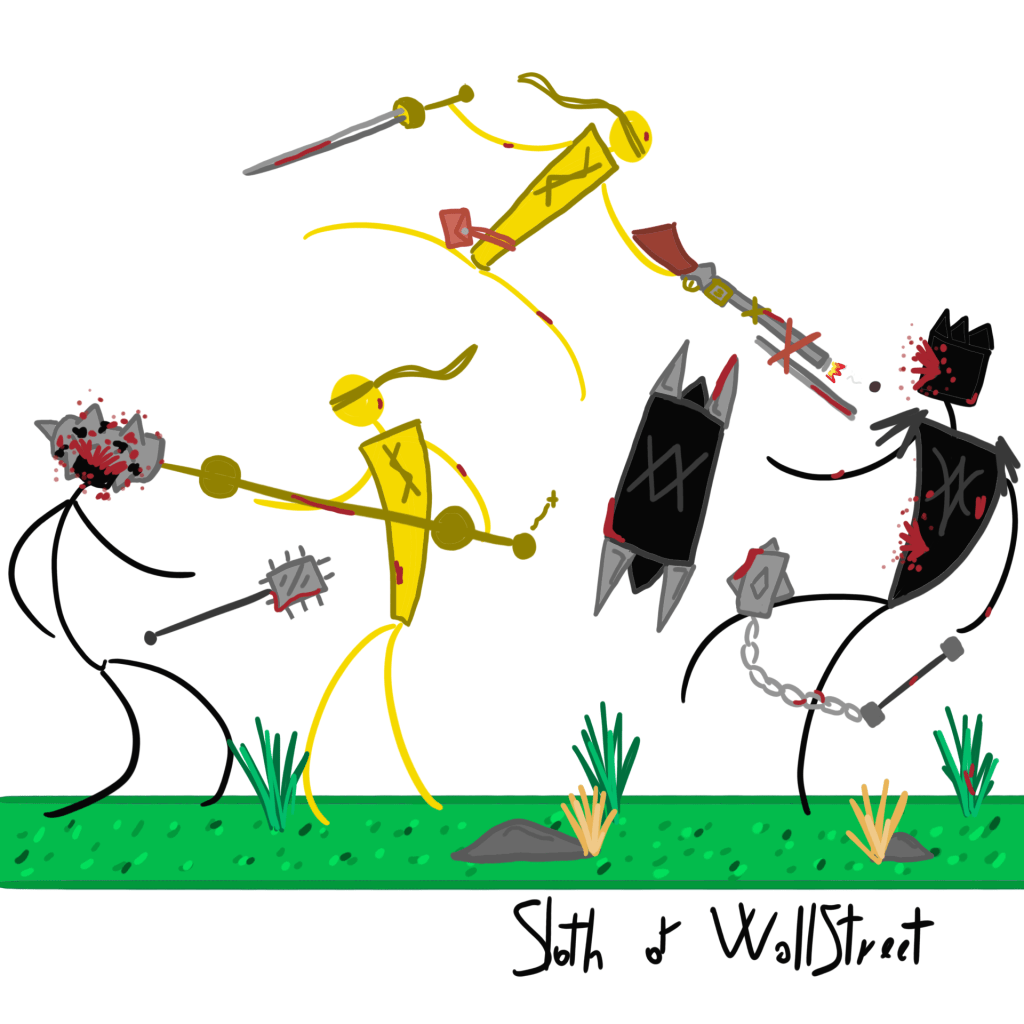stickmen world stickman sloth of wallstreet nft fanart golden crosses neverbornes