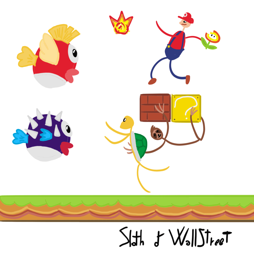 stickmen world stickman sloth of wallstreet nft fanart super mario bros movie fish