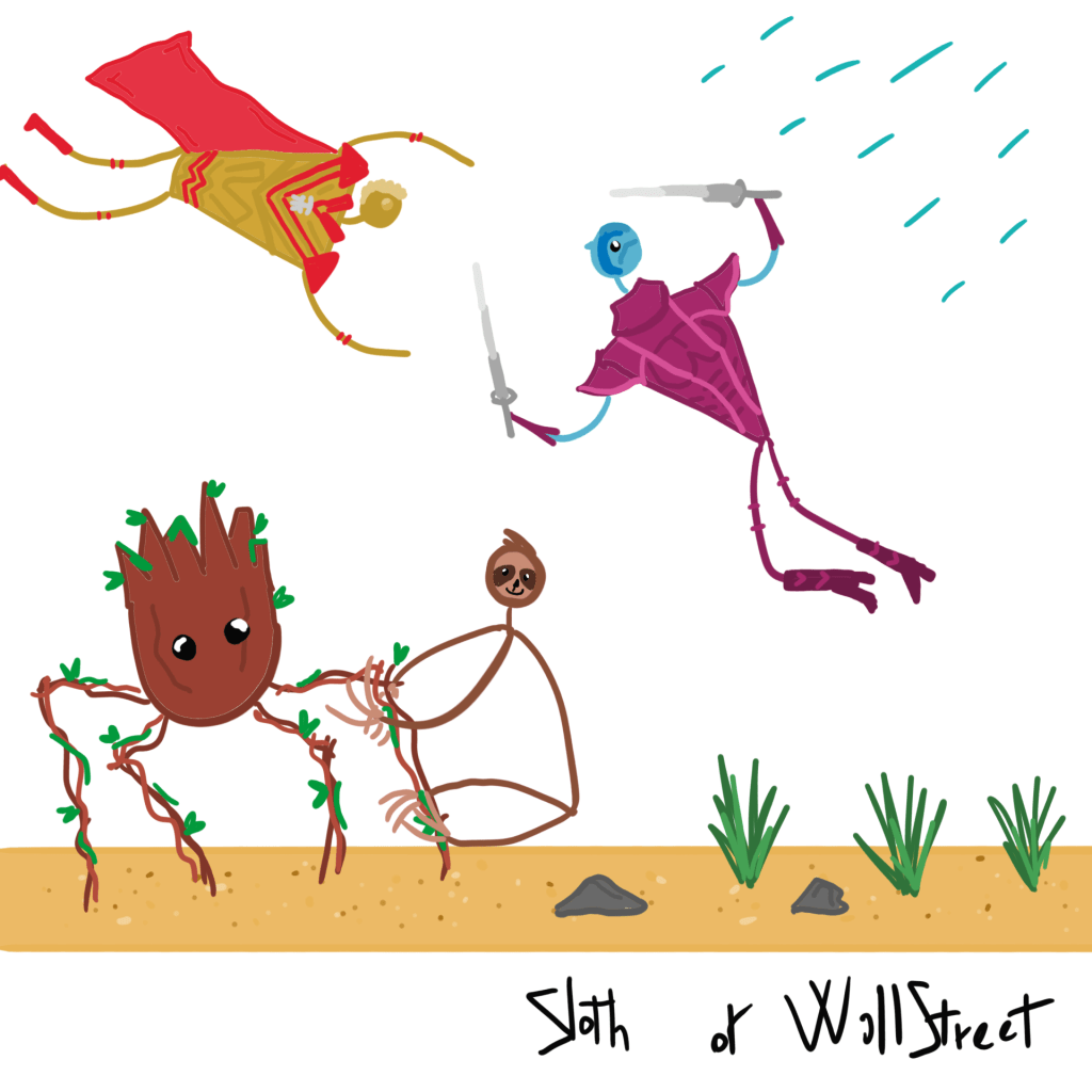 stickmen world stickman sloth of wallstreet nft fanart guardians of the galaxy nebula warlock groot