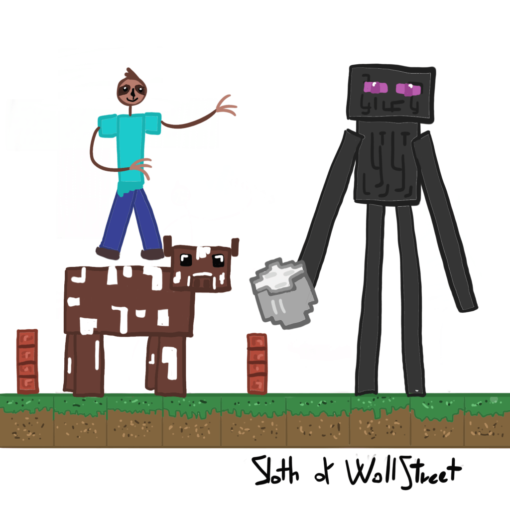 stickmen world stickman sloth of wallstreet nft fanart minecraft cow enderman
