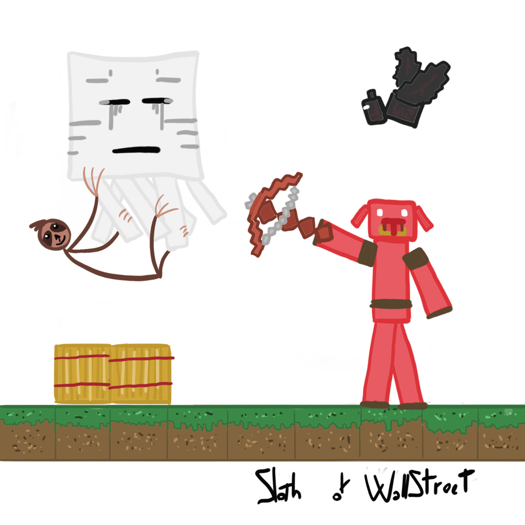 stickmen world stickman sloth of wallstreet nft fanart minecraft piglin ghast