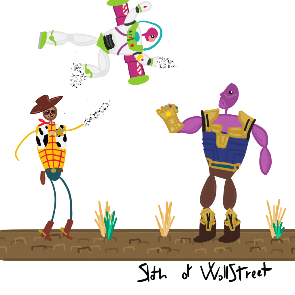 stickmen world stickman sloth of wallstreet nft fanart avengers thanos buzz light year woody toy story kang