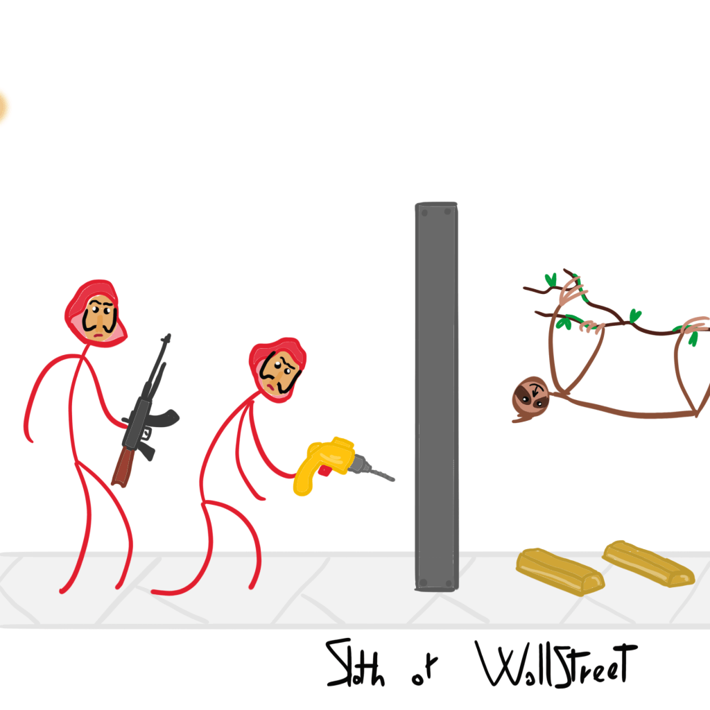 stickmen world stickman sloth of wallstreet nft fanart casa de papel money heist