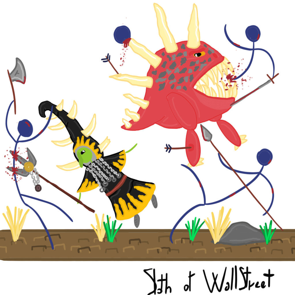 stickmen world stickman sloth of wallstreet nft fanart total war warhammer 3 skarsnik greenskins