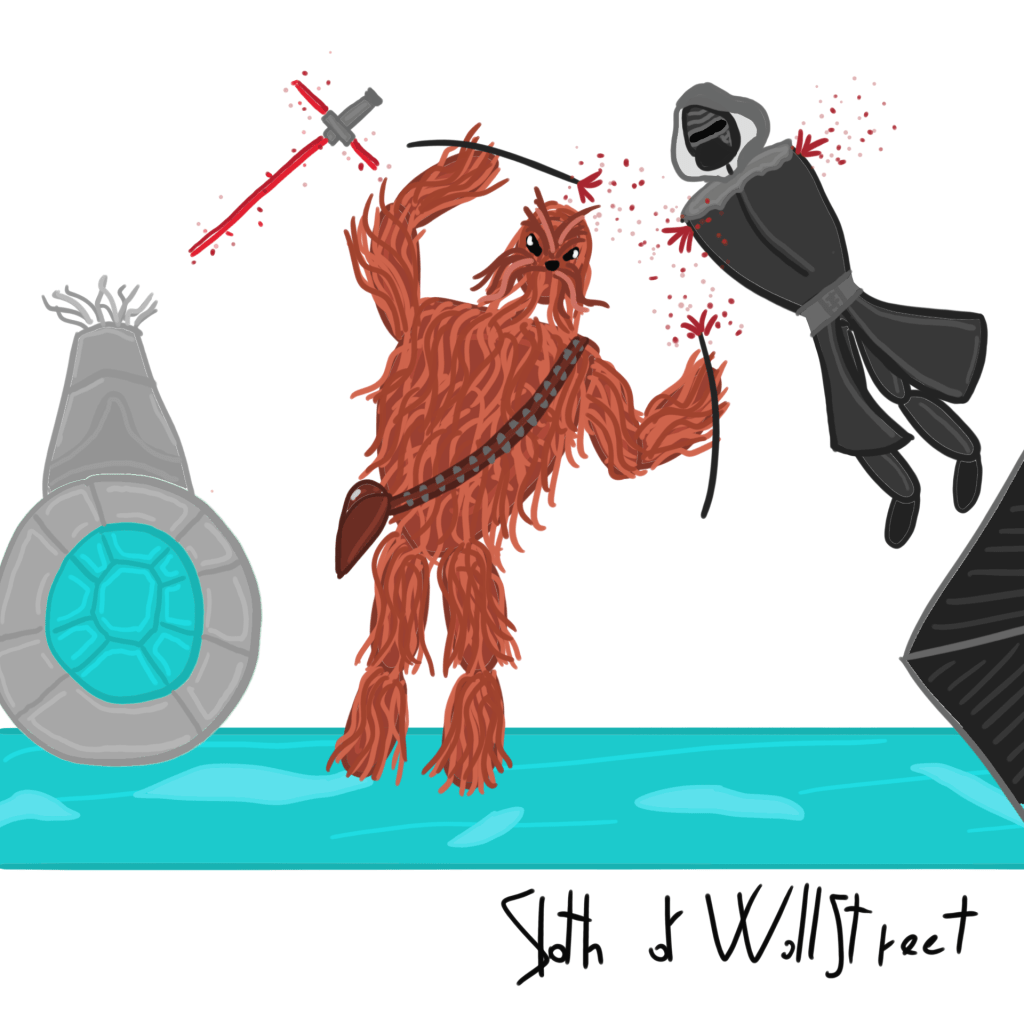 stickmen world stickman sloth of wallstreet nft fanart chewbacca kylo ren star wars