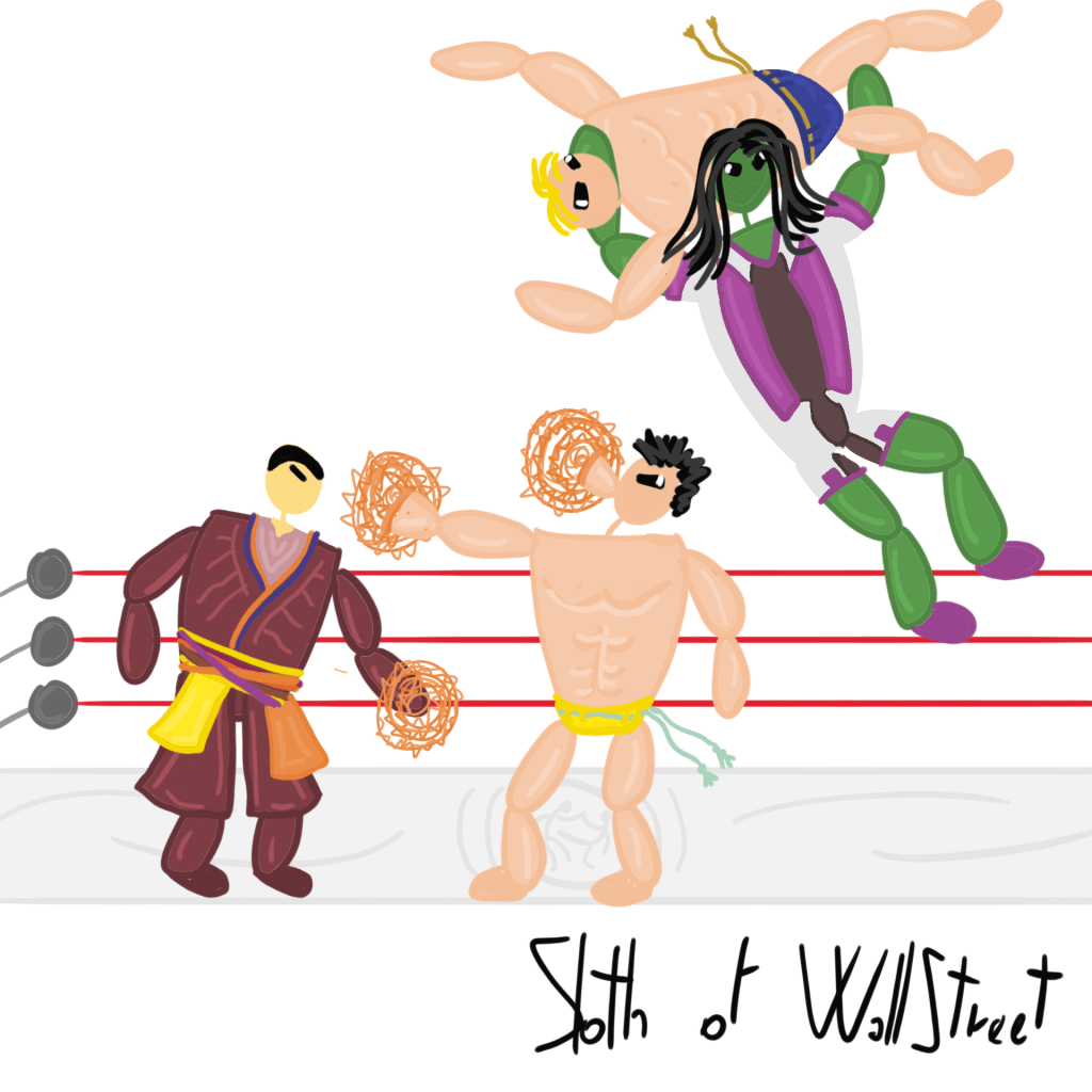stickmen world stickman sloth of wallstreet nft fanart marvel mcu shehulk wong wrestling