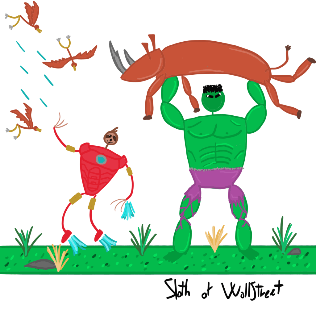 stickmen world stickman sloth of wallstreet nft fanart marvel mcu hulk ironman