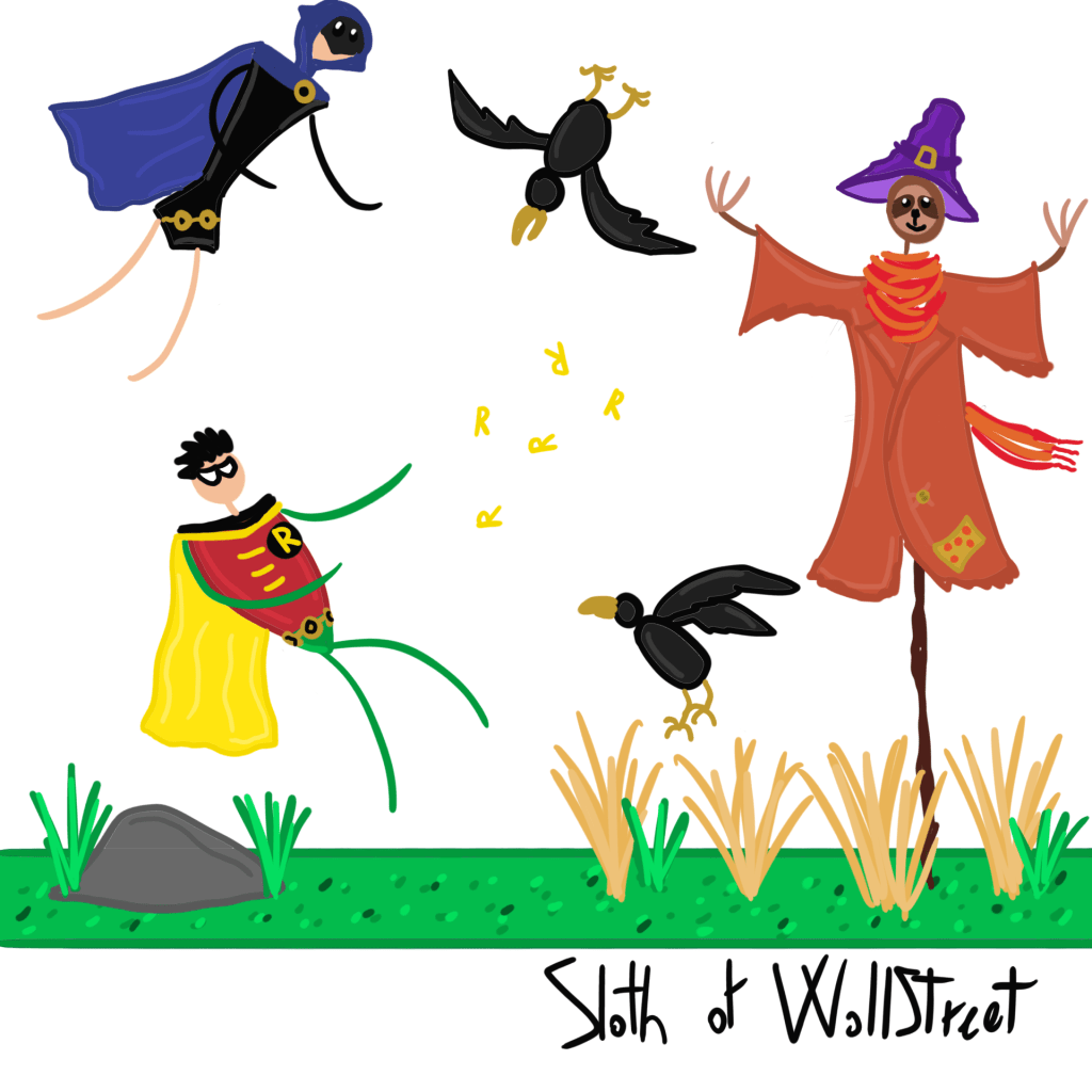 stickmen world stickman sloth of wallstreet nft fanart scarecrow robin raven teen titans netflix