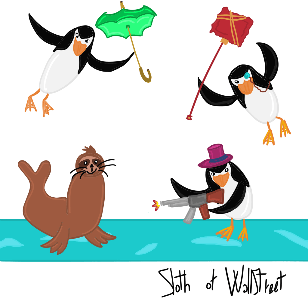 stickmen world stickman sloth of wallstreet nft fanart penguins dc comics penguin madagascar