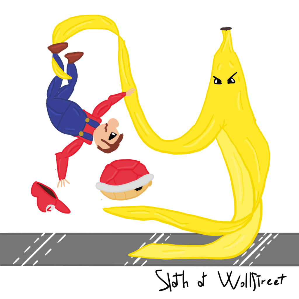 Stickman stickmen world sloth of wallstreet nft fanart digitalart super mario kart banana