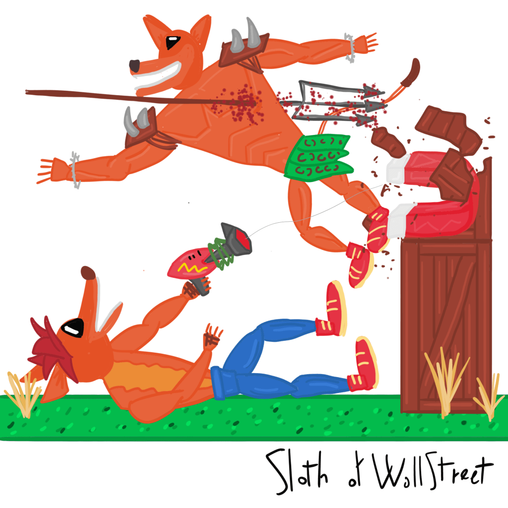 Stickman stickmen world sloth of wallstreet nft fanart digitalart tiny tiger crash bandicoot