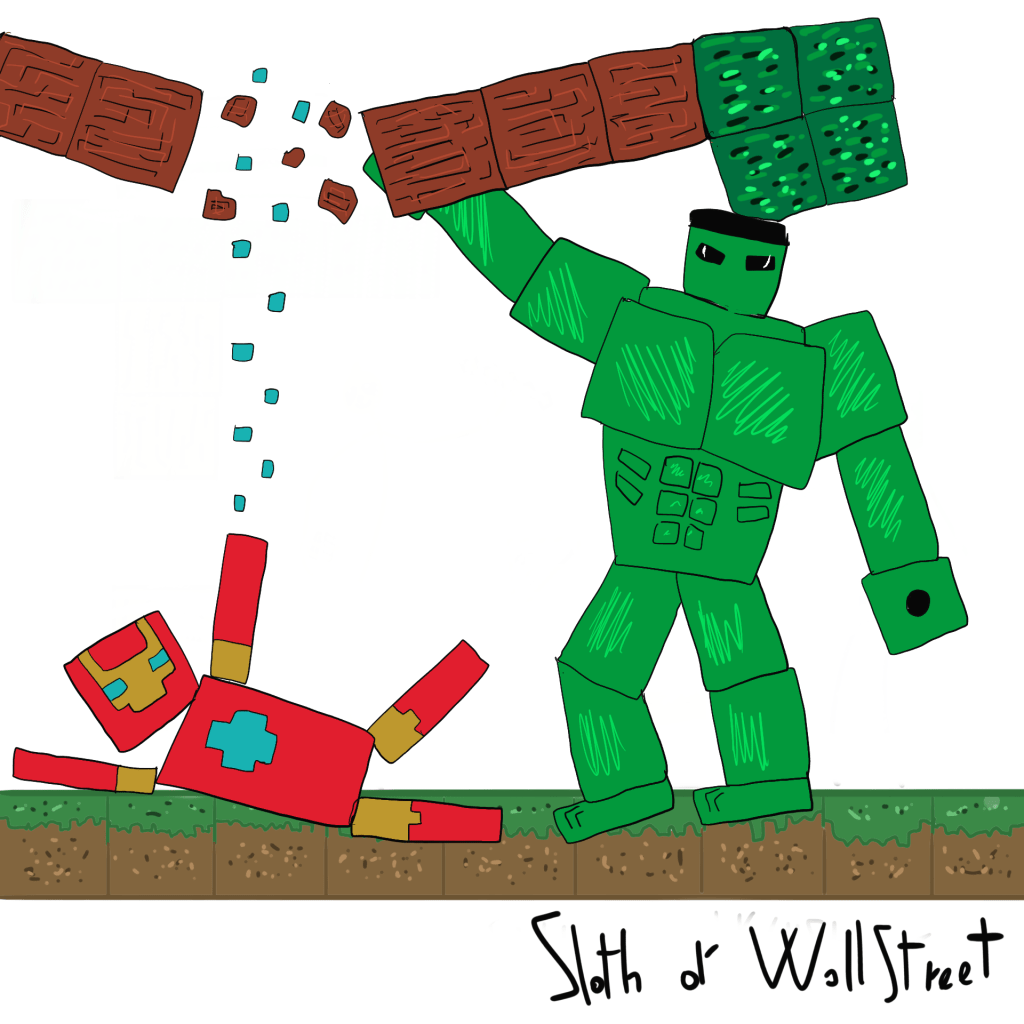 Stickman stickmen world sloth of wallstreet nft fanart digitalart minecraft marvel avengers hulk iron man