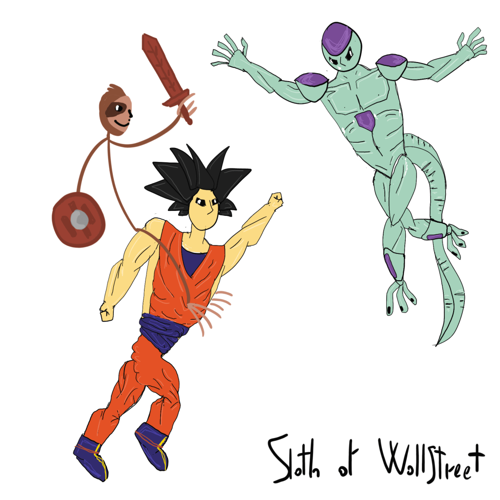 Stickman stickmen world sloth of wallstreet nft fanart digitalart goku freezer