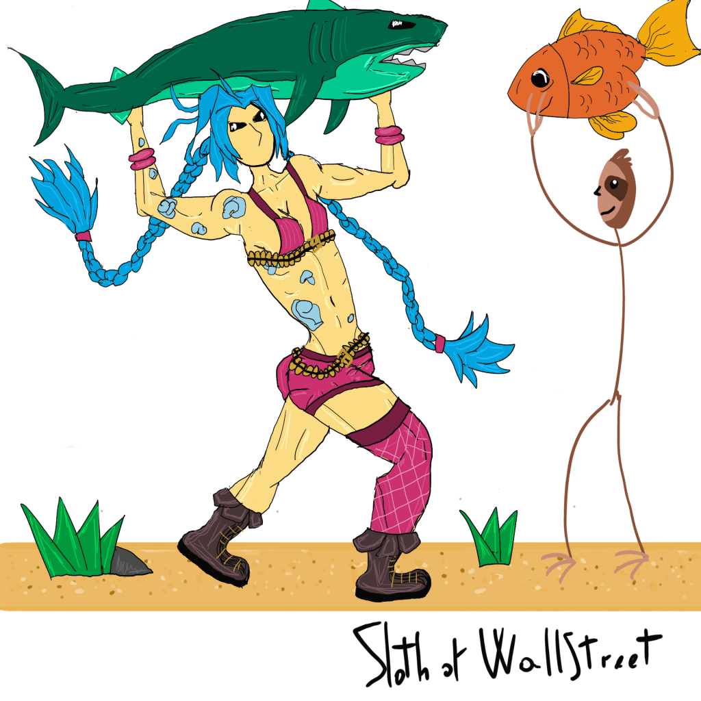 Stickman stickmen world sloth of wallstreet nft fanart digitalart jin arcane league of legends lol shark