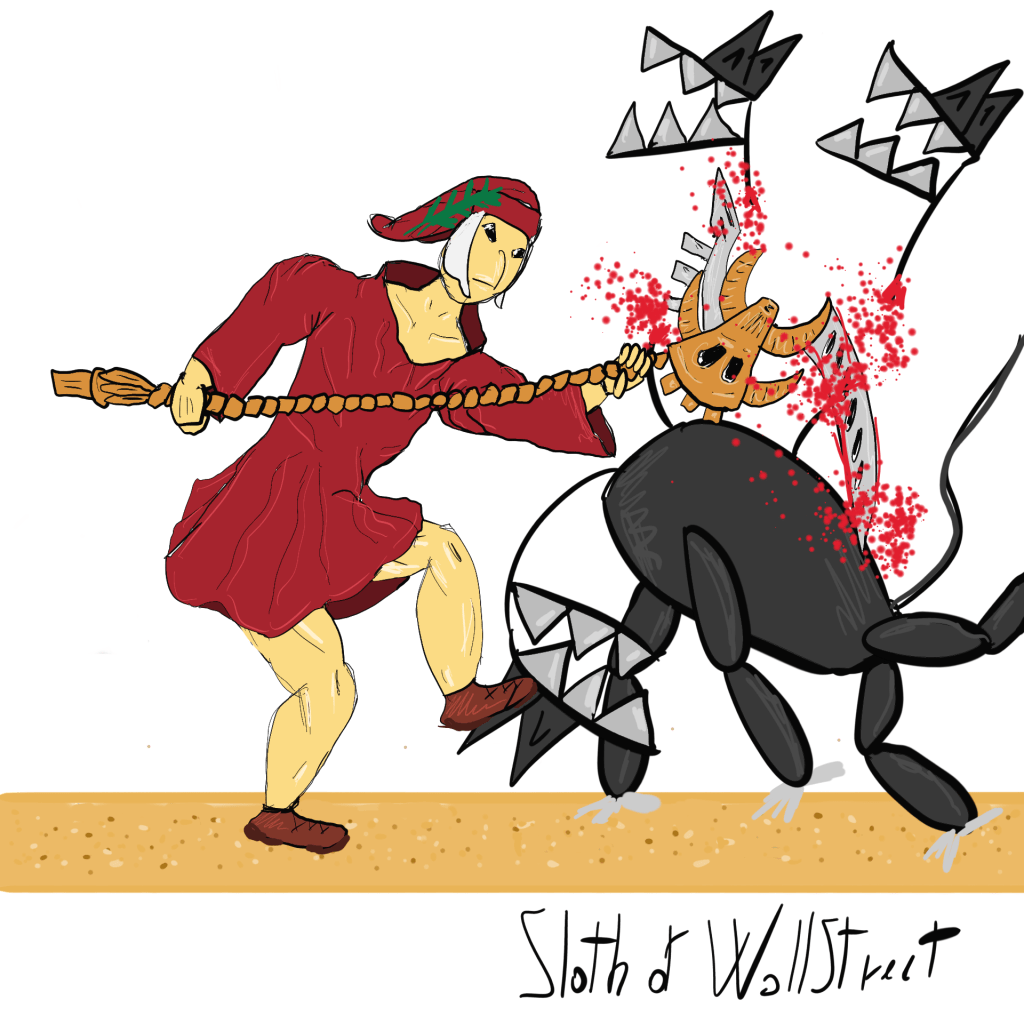 Stickman stickmen world sloth of wallstreet nft fanart digitalart dante inferno cerberus