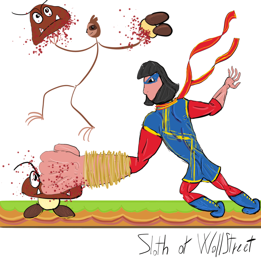 Stickman stickmen world sloth of wallstreet nft fanart digitalart goomba mario ms ,marvel kamala