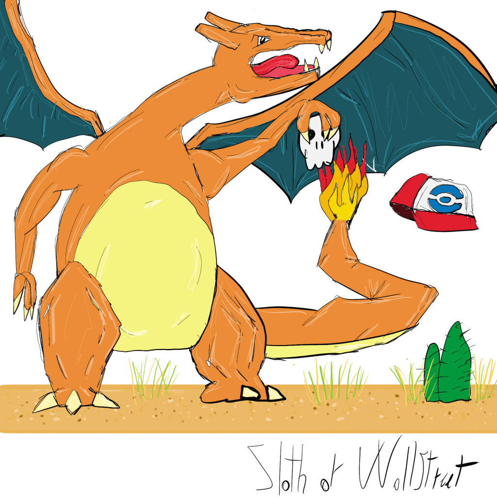 Stickman stickmen world sloth of wallstreet nft fanart digitalart charizard fire evil