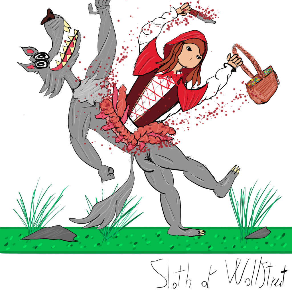 Stickman stickmen world sloth of wallstreet nft fanart digitalart girl red hood big bad wolf