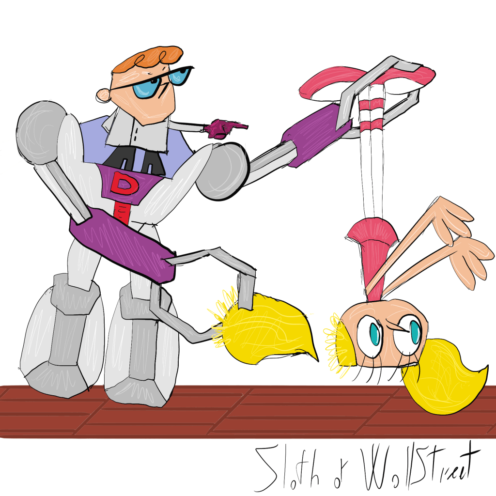 Stickman stickmen world sloth of wallstreet nft fanart digitalart dexter laboratory dee dee