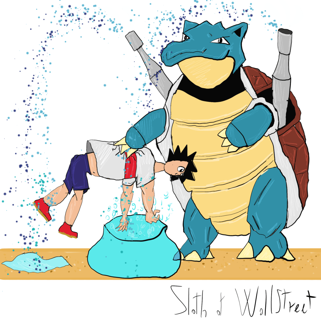 Stickman stickmen world sloth of wallstreet nft fanart digitalart pokemon blastoise