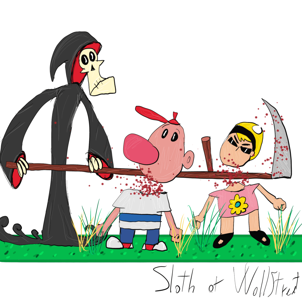 Stickman stickmen world sloth of wallstreet nft fanart digitalart grim adventures billy mandy