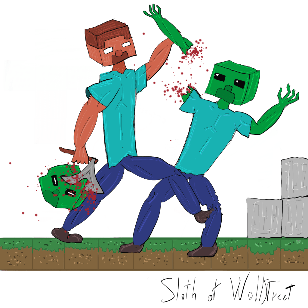 minecraft zombie Stickman stickmen world sloth of wallstreet nft fanart digitalart meme