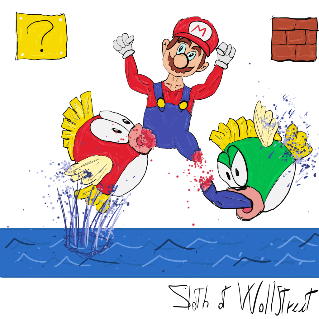 Stick man men world sloth wallstreet nft fanart digitalart meme super mario bros fishes