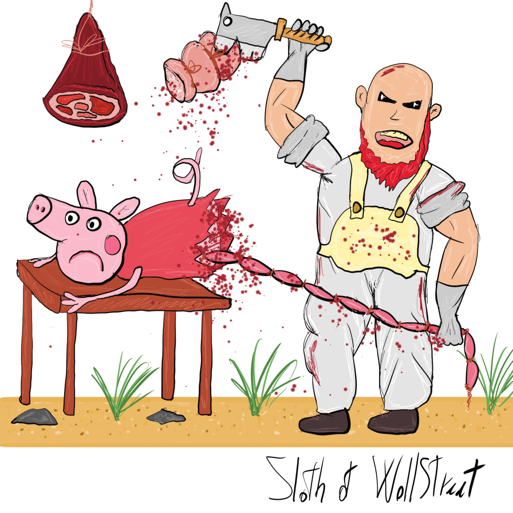 Stick man men world sloth wallstreet nft fanart digitalart meme peppa pig ham butcher