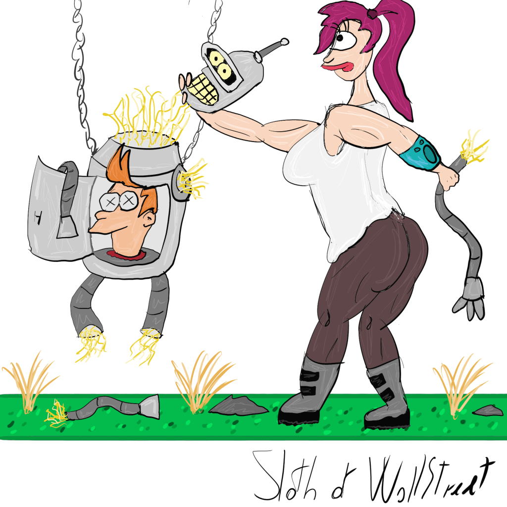 Stick man men world sloth wallstreet nft fanart digitalart meme futurama bender leena