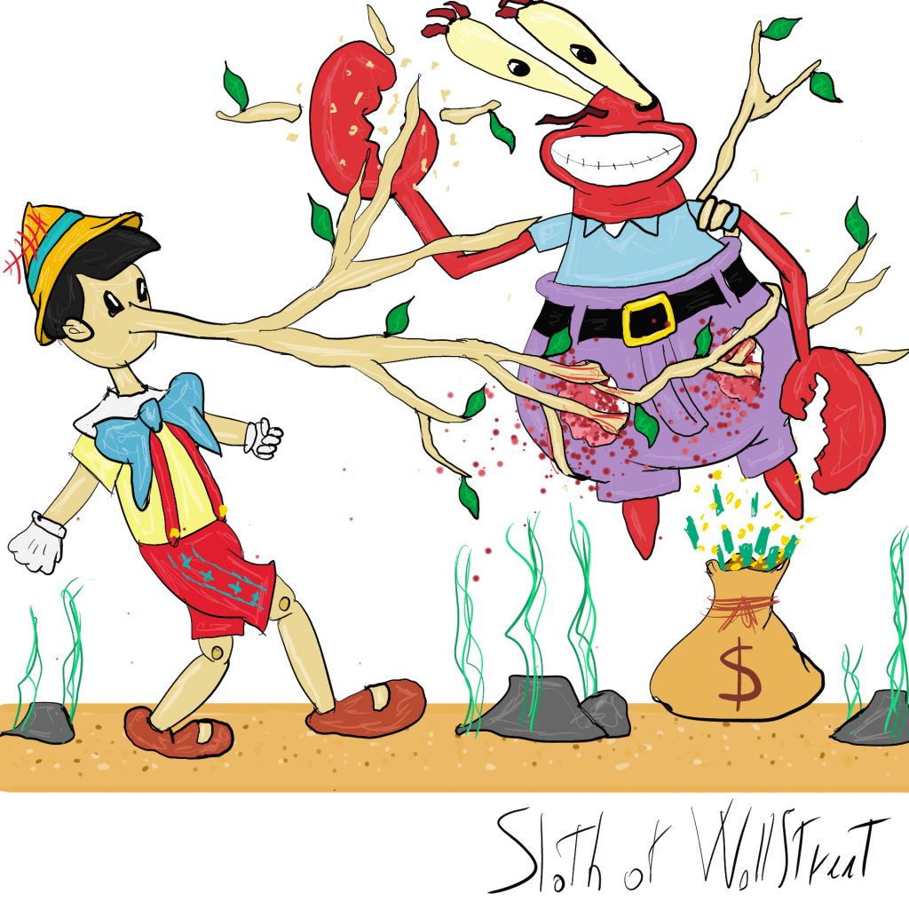 Stick man men world sloth wallstreet nft fanart digitalart meme mr crab spongebob pinocchio