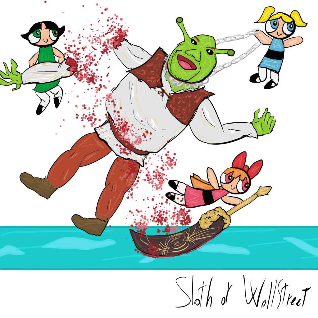 Stick man men world sloth wallstreet nft fanart digitalart meme shrek powerpuff girls