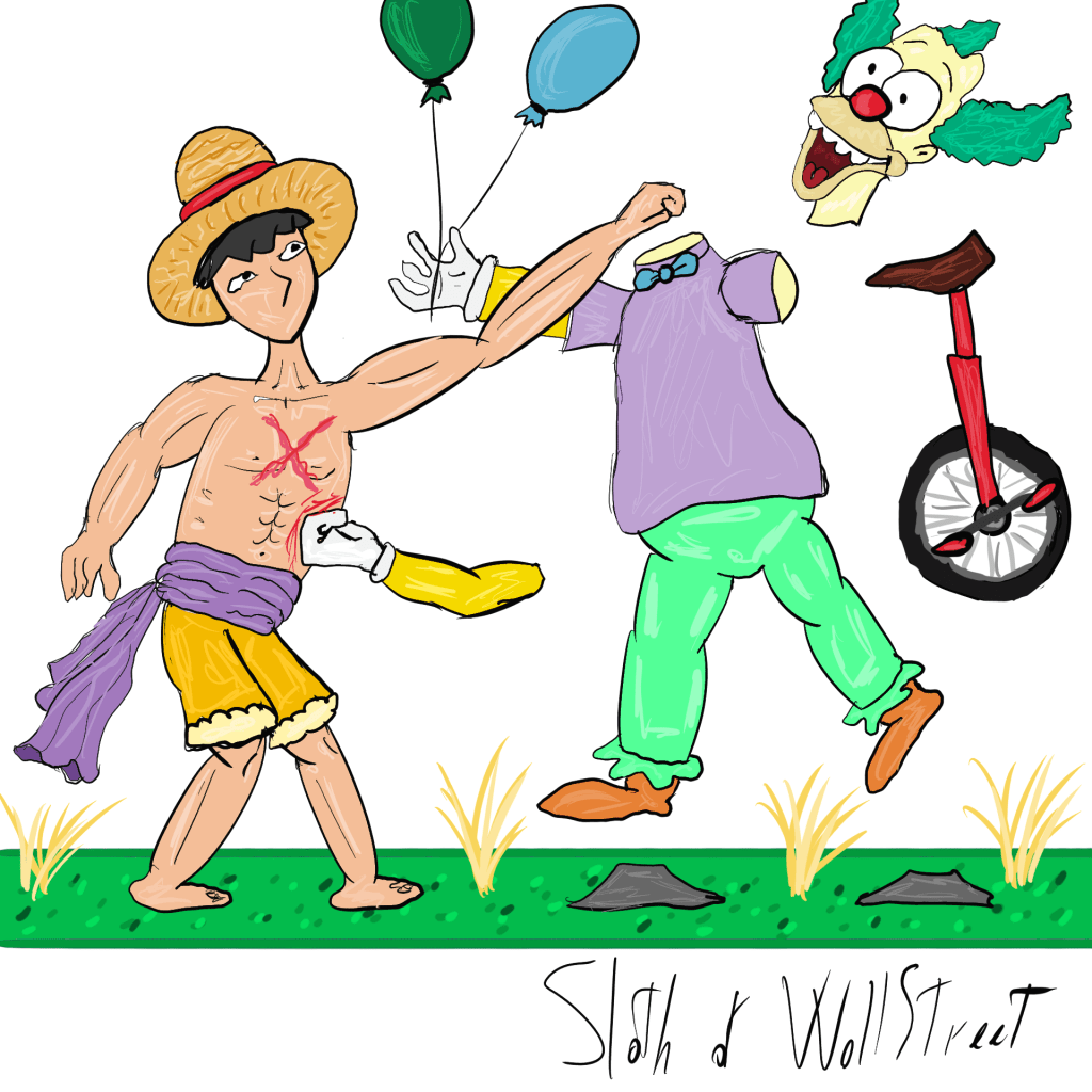 Stick man men world sloth wallstreet nft fanart digitalart meme luffy one piece clown rusty simpsons
