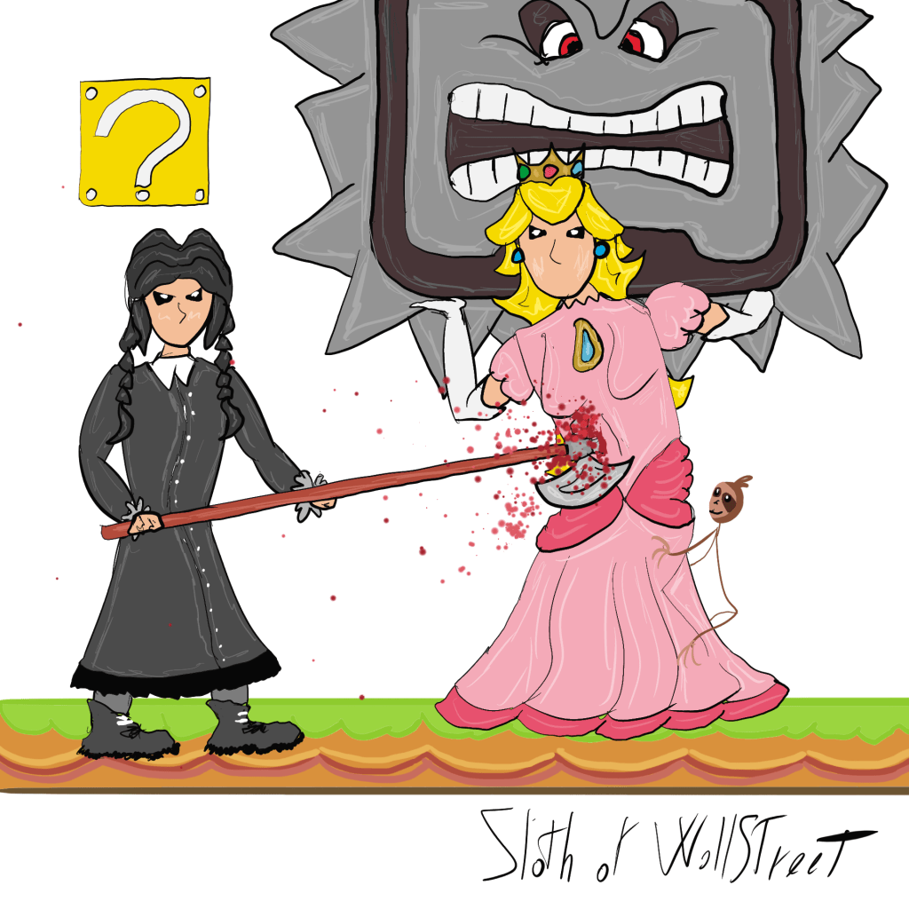 Stick man men world sloth wallstreet nft fanart digitalart meme wednesday stone super mario peach