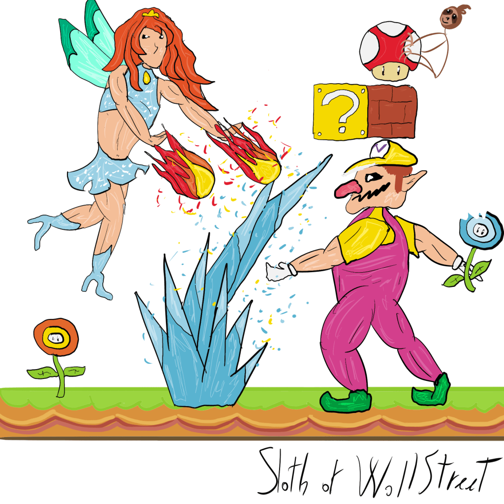 Stick man men world sloth wallstreet nft fanart digitalart meme super mario bros wario bloom winx club